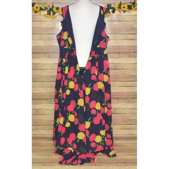 Jessica London Blue Floral Sleeveless Dress Plus Size 24 Flowy Ruffles Spring - Picture 10 of 13